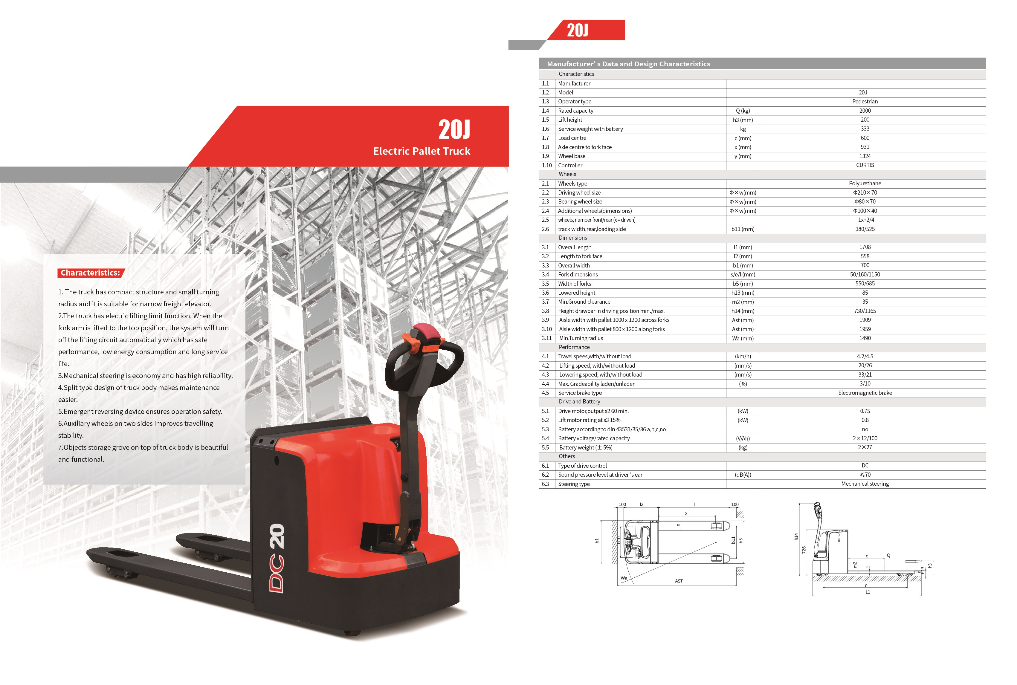 20J-B 2 Tons Electric Pallet Mover